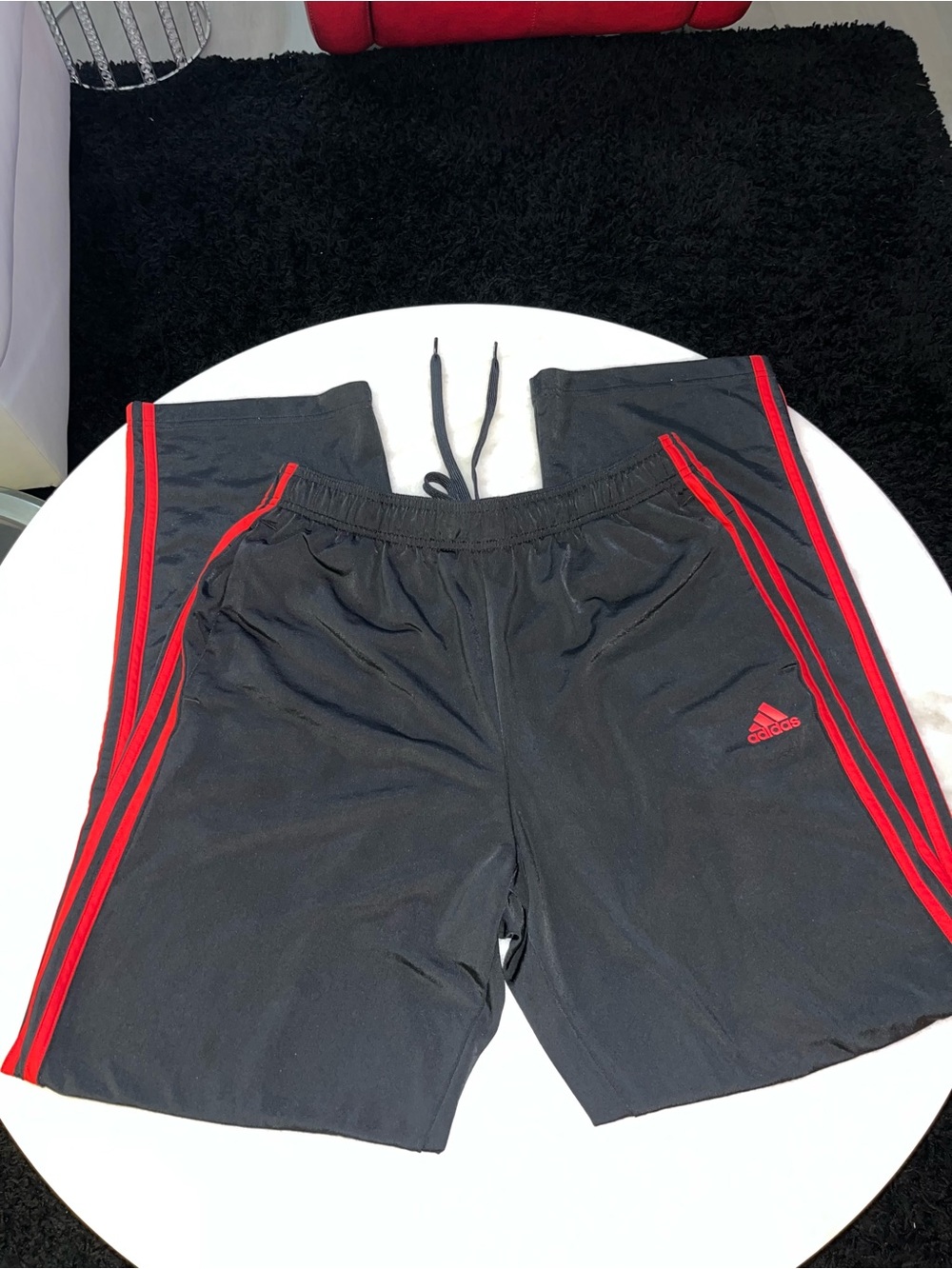 Men’s Adidas Black Red-Striped Pants Size LT